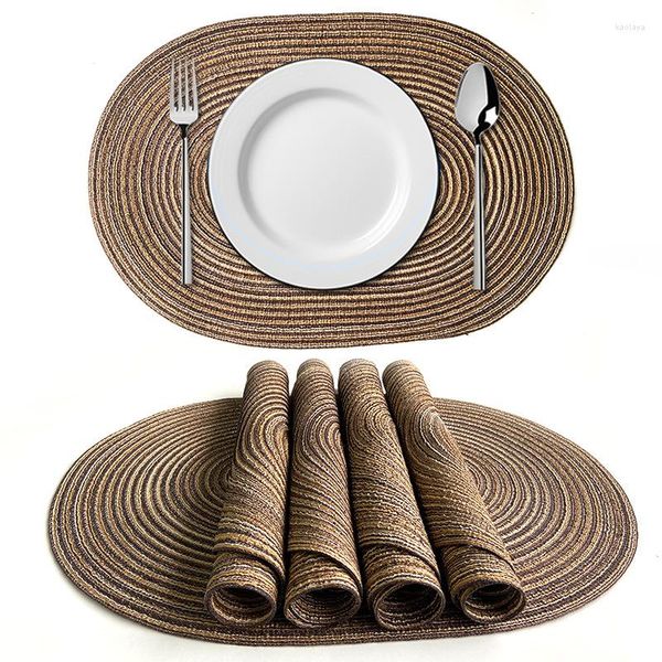 Masa paspasları 3pcs pamuk iplik oval placemat Japon ramie yalıtım pedi