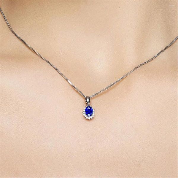 Цепи модные ожерелья для женщин натуральный синий кулон с бриллиантами красочные каменные ювелирные аксессуары