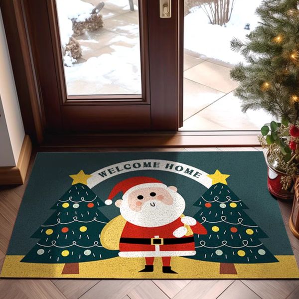 Weihnachtsdesigner Teppich eingedickter PVC -Weihnachtsstrumpftür -Eingangszelt Teppich kann auf die Matte geschnitten werden