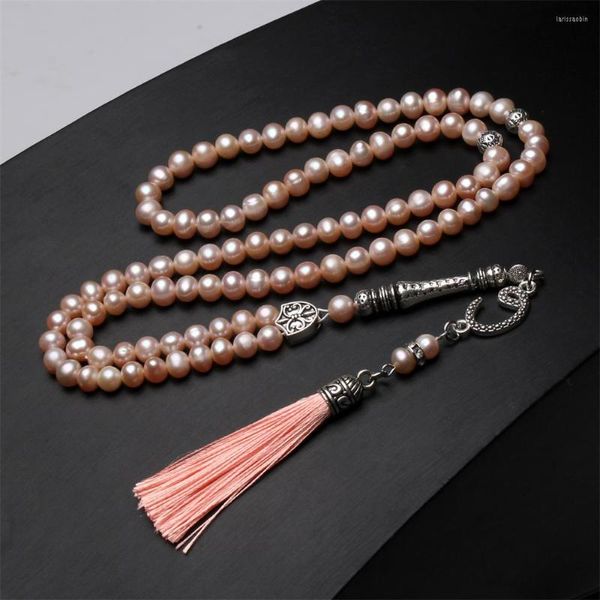 Strand Women Prays Minchas 99 Pérolas de água doce natural Tasbih Rosário muçulmano Misbaha Moda Islâmica Jóias Tasbeeh