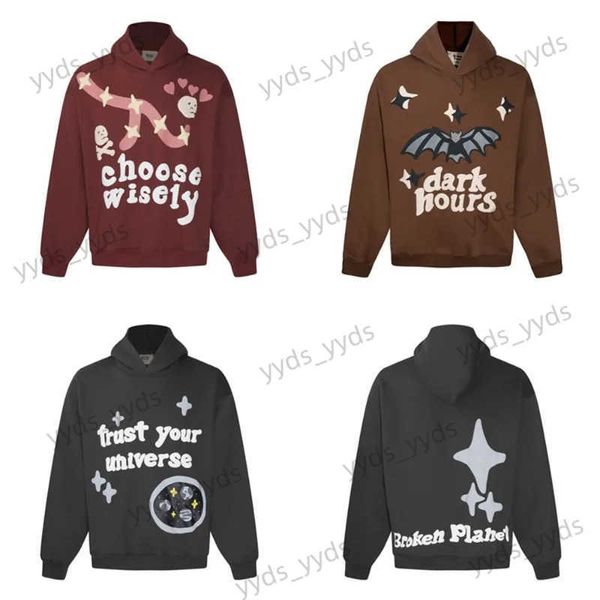 Herren Hoodies Sweatshirts Fledermaus digitaler Schaumbrief Print Hoodie Sweatshirt Retro Fashion Y2K Loose Street verdickte trendige Freizeitsport -Kapuze -Sweatshirt T231123