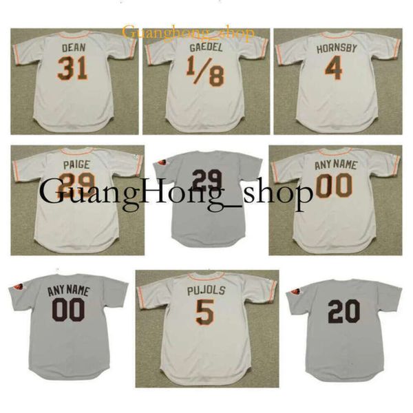 Guanghong 1950 Throwback St. Browns EDDIE GAEDEL Baseballtrikot Cooperstown DIZZY DEAN ROGERS HORNSBY SATCHEL PAIGE VIC WERTZ ALBERT PUJOLS Selten