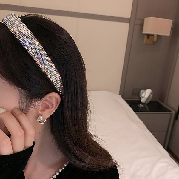 Haarspangen Haarspangen Glänzende Strass Stirnbänder Silberfarbene Haarbänder Samt Kopfbedeckungen Für Damen Accessoires Schmuck Geschenke GirlfriendHair