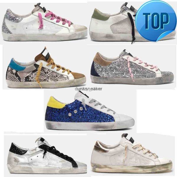 Goldenss Gooses Itália Designers de marca tênis sapatos de tênis sapatos casuais sapatos sujos super estrelas clássico do velho salto de cobra Sue Cr