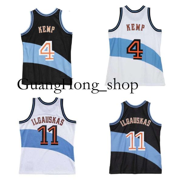 GH Shawn Kemp Zydrunas Ilgauskas Cavalier Basketball Jersey Clevelands Mitch e Ness Maglie di ritorno al passato Blue White Size S-XXL