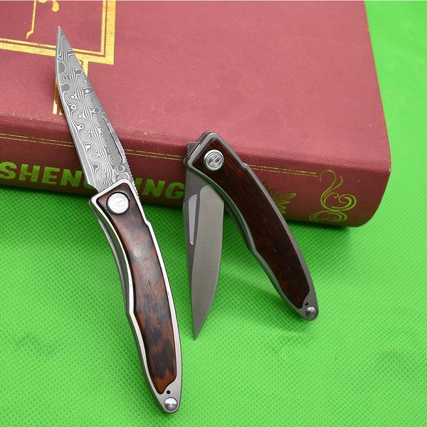 Nova chegada A1896 EDC bolso dobrável Faca M390/Damasco Lâmina de titânio de lâmina de aço/Manuse de Snakewood Small Gift Knives com bainha de couro