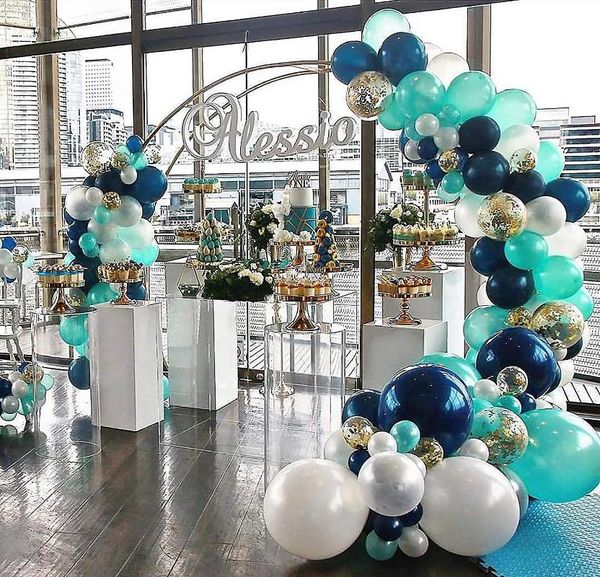 Украшение вечеринки голубое зеленое воздушный шарик гирлянда арка набор детского душа свадебная свадебная настенный фон