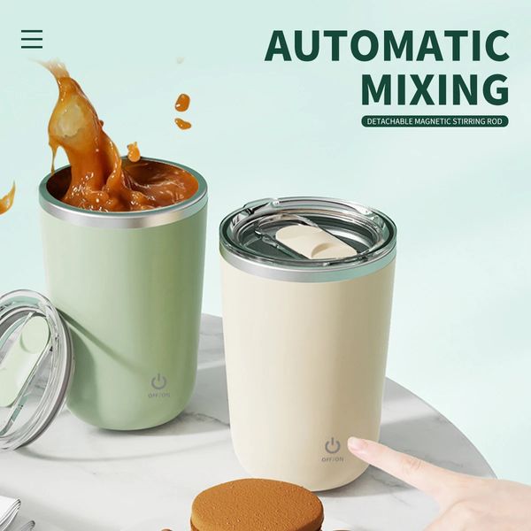 Tassen 350 ml Automatische selbstrührende Tasse Kaffee Milch Saft Rührbecher Elektrischer Edelstahl Lazy Rotating Magnetic 231122