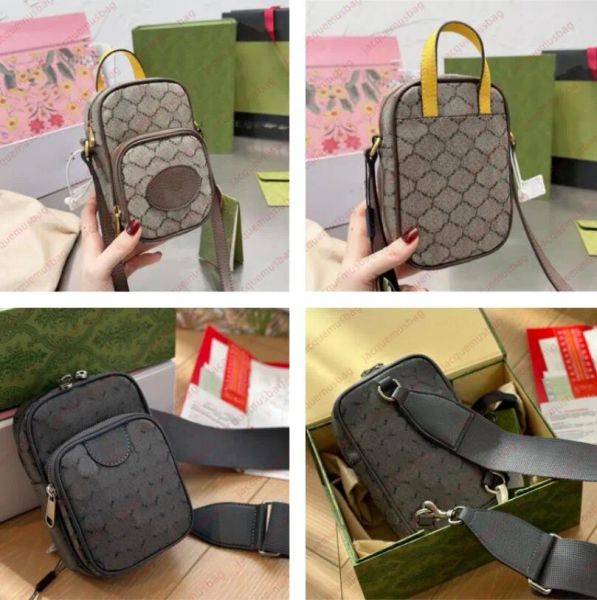 7A Designer Mobile Phone Bag Top Quality Mini Crossbody Carteira Mulheres Homens Ombro Cross Sbody Square Bag Ophidias Genuine Leather Messenger Bolsa Bolsa 752565