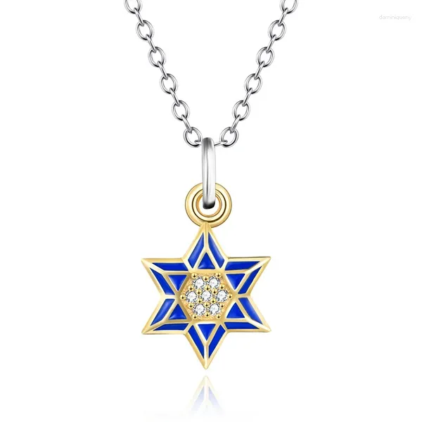Tartışmalar 925 Gümüş Kolye Ters Pentagram Zirkon Yahudi Dini Kolye