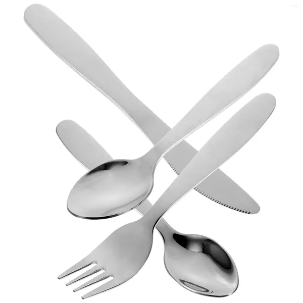 Set di stoviglie Forchetta Stoviglie Mestolo da zuppa per bambini Posate in metallo Posate riutilizzabili in acciaio inossidabile