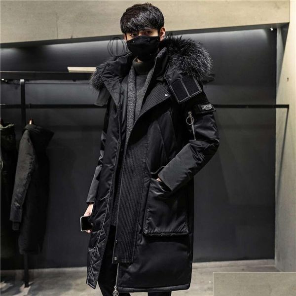 Piumino da uomo Parka da donna Giubbotti lunghi Parka frangivento Oca spessa calda giacca rimovibile Colletto invernale Puffer Cappotto di pelliccia di lupo reale Artico H Dh4Bd