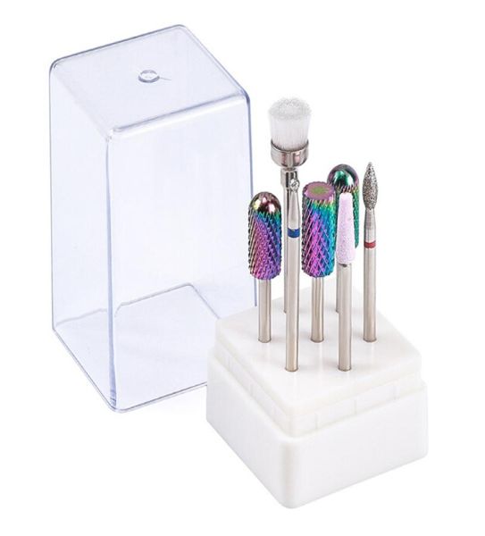 Set di punte per trapano per unghie 7 pezzi colore blu carburo di tungsteno acrilico punta per trapano per unghie manicure pedicure1677248