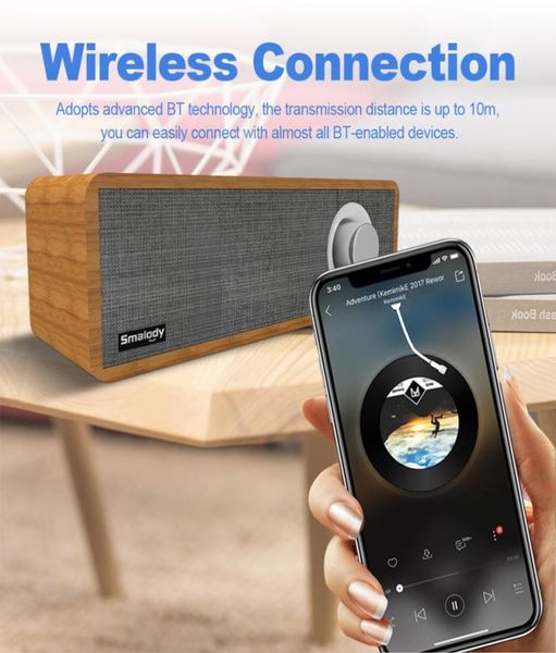 Smalody SL50 Беспроводной Bluetooth-динамик 8 Вт Портативная деревянная звуковая панель Звуковая панель с сильными басами Музыкальный сабвуфер для планшетного ноутбука PC1591333