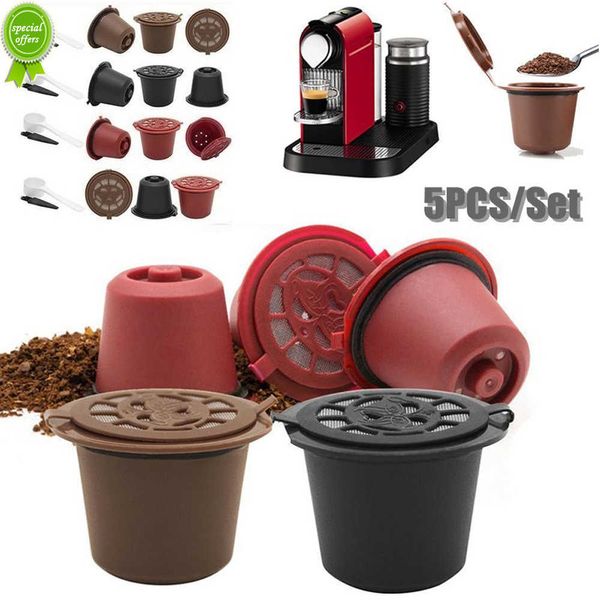 Новые переполненные многоразовые капсулы кофейных капсул для Nespresso Machine Coffee Capsule Cup Cup Musterable Coffee Capsule Spoon Comp