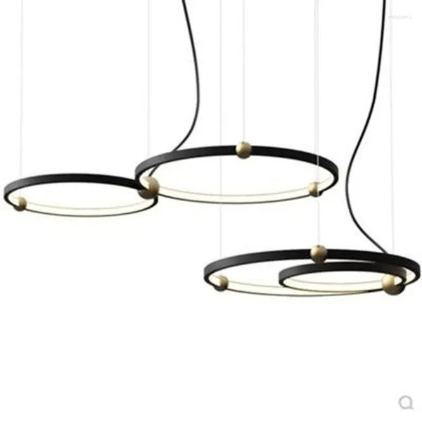 Deckenleuchten Mode Innenbeleuchtung Moderne LED Pendelleuchte Ringe Pendelleuchte Schwarz Leuchte Home Art Deco Hanging