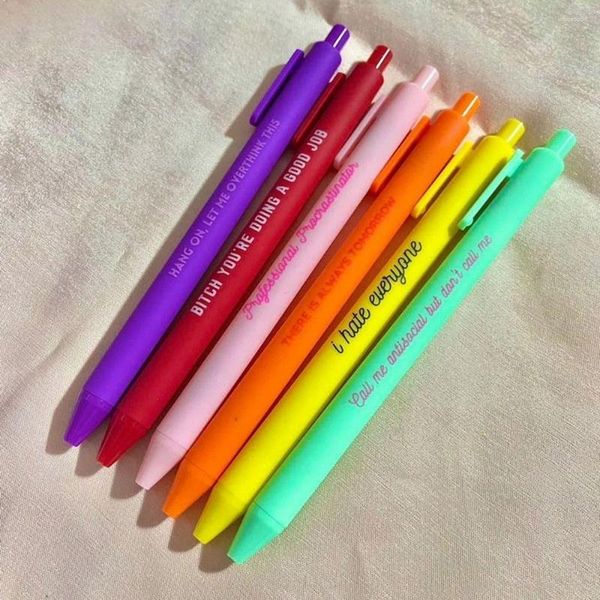 6/8pcs Geri çekilebilir Beyaz Kalem Renkli Kız Power Pens Ofis Aksesuarları Tedarik İmza Okul Kırtasiye Yazma