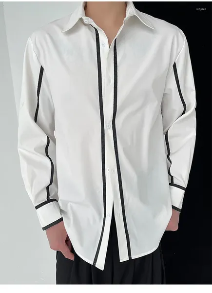 Camicie casual da uomo XS-6XL 2023 Uomo Donna Abbigliamento Yamamoto Yoshi Style Nicchia Moda Nero Bianco Contrasto Camicia a maniche lunghe Taglie forti