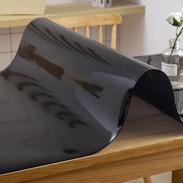 Tovaglia Tovaglia in PVC nero Ins Copertura da cucina Tappetino da tè antiscottatura impermeabile antiolio Plastica Vetro morbido