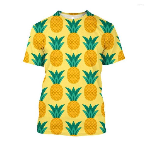Camisetas masculinas jumeast 3d frutas de abacaxi estampado engraçado masculino estético camise