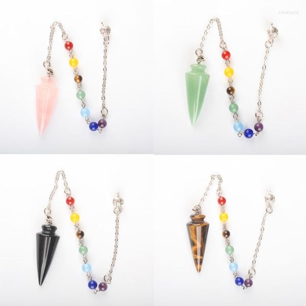 Anhänger Halsketten Karneol Opal Lapis Quarz Obsidian Aventurin Rose Pink Kette Wünschelrute Heilung Chakra Pendel mit 1PCS