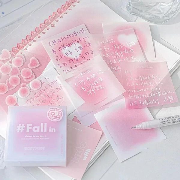 112 folhas/conjunto bloco de notas bonito transparente colorido não-pegajoso bloco de notas scrapbooking papel almofadas de escrita papelaria escola