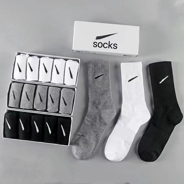 Herrensocken Damen Klassisch Schwarz, Weiß Grau Haken Einfarbige Socken 5 Paar/Box Fußball Basketball Freizeit Sportsocken