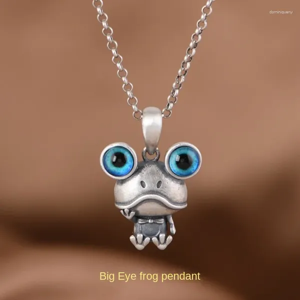 Anhänger Halsketten Mode Cartoon Blau Big Eyed Frosch Ringe Für Frauen Retro Silber Überzug Niedlichen Tier Schmuck Zubehör Geschenk