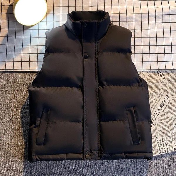 Gilet da uomo 2023 Casual senza maniche in piumino di cotone colletto in piedi autunno inverno moda canotta in tinta unita