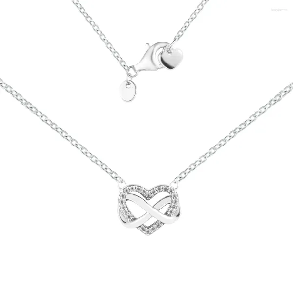 Catene Collana collier con cuore infinito scintillante Ketten Fashion S925 Gioielli girocollo in argento sterling Collane a catena femminili