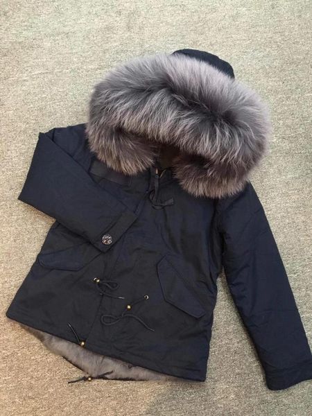 Damen-Pelzimitat im klassischen Stil, marineblauer Parka mit grauem Futter für Herren, Winter, warmer Mantel, Damen, Mantel 2023