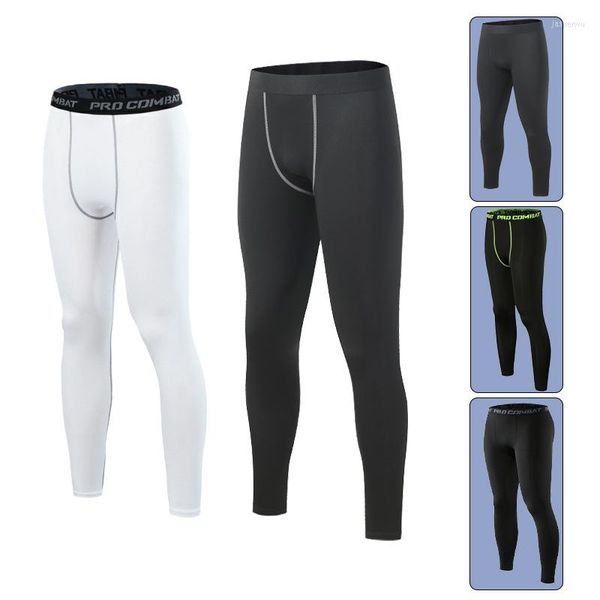 Calças masculinas 2023 Summer Men's Compression Sports Sports Rápido Treinamento respirável Fitness Runnando altas elásticas altas