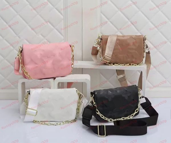 Borsa a tracolla ricamata squisita Borsa a tracolla a catena Designer Nero Bianco Rosa Kaki Borse a tracolla moda M7351 Dimensioni 21 * 13 * 6 cm