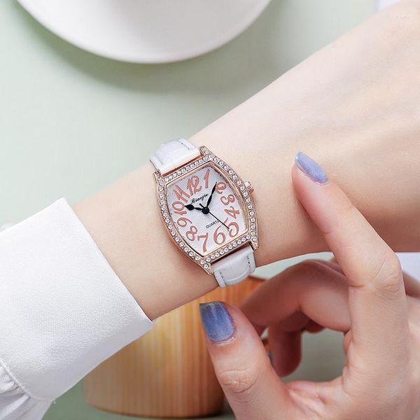 Нарученные часы винные бочки серия модных указателей цифровые простые женские кварцевые часы для девочек подарочный стол Relogios femininos montres femmes