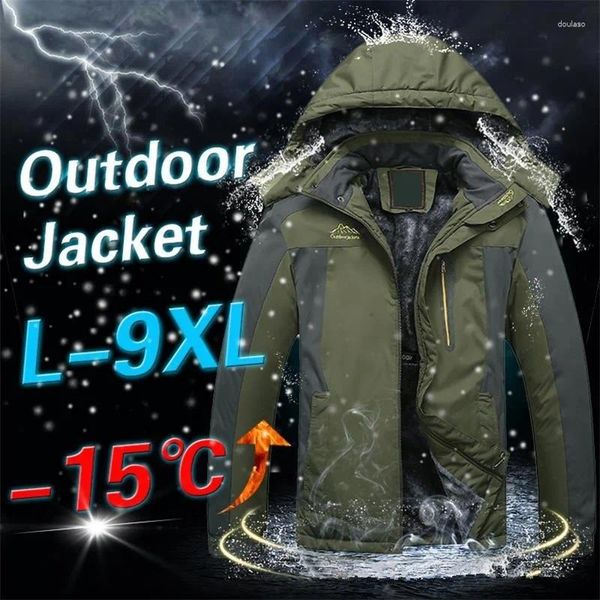 Jaquetas masculinas inverno velo jaqueta militar homens à prova de vento impermeável outwear parka grosso blusão quente casaco de chuva plus size 8xl