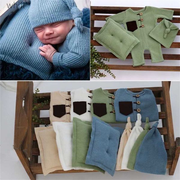 Handtücher Roben 3 Teile/satz Neugeborenen Fotografie Requisiten Outfits Junge Mädchen Kleidung Stretch Body Baby Kissen Zubehör Overall Pyjama KostümL231123