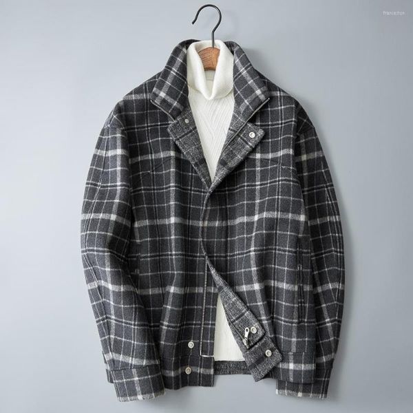 Jackets masculinos Plaid Men 2023 Wool outono de muito boa qualidade jaqueta de beisebol de lã de lã de lã de lã