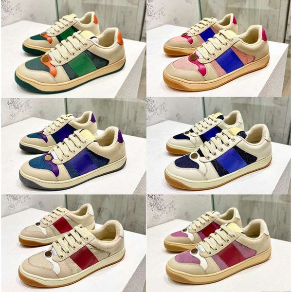 Lovelight Alta qualità Una piccola scarpa sporca Designer Scarpa casual Screener Sneakers board Uomo Donna Sneaker Crystal Stripe Low Top Vera pelle guccilies Scarpe