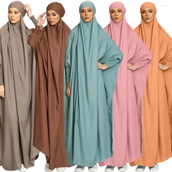 Abbigliamento etnico Ramadan Eid One Piece Jilbab Abito da preghiera Donne musulmane Con cappuccio Abaya Dubai Copricapo Hijab Khimar Robe Niqab Islam Modesto