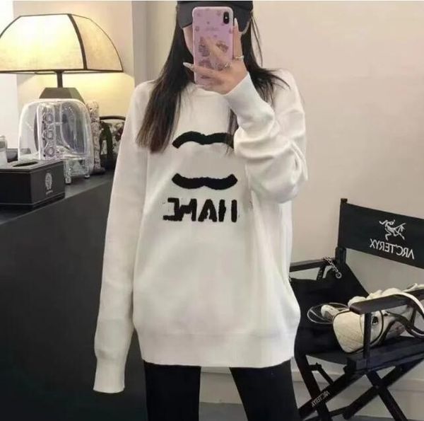 Suéter de malha de designer feminino outono de inverno de luva longa tricô casual de roupas de tamanho grande e solto roupas de atacado a granel