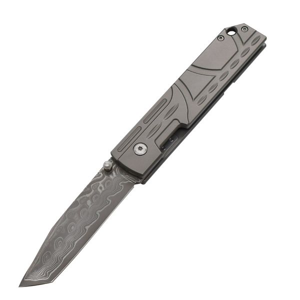 Новое прибытие A1898 Складной нож Damascus Steel Tanto Blade TC4 Tic4 Titanium сплав Ручка EDC Pocket Polders Ножи лучший подарок для мужчин