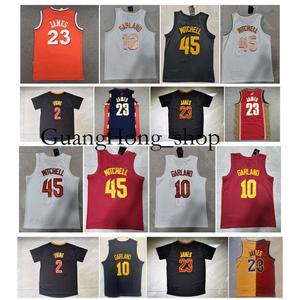 GH Clevelands Basquete Jersey Cavalier Donovan Kyrie Irving Darius Garland Mitch Ness James Branco Vermelho Preto Tamanho S-XXL