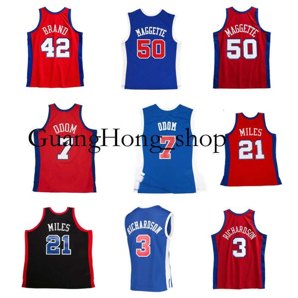 S GH Elton Marca Clipper Basquete Jersey Los Lamar Odom Angeles Miles Corey Maggette Quentin Richardson Mitch e Ness Camisas de retrocesso Vermelho