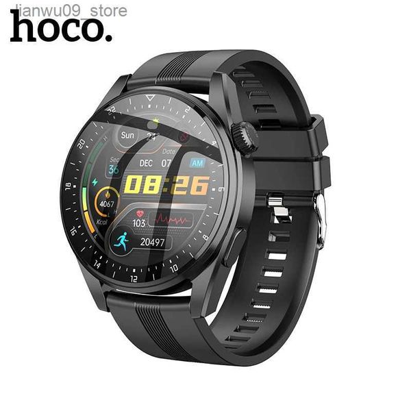 Relógios de pulso Hoco Y9 Smart Watch Bluetooth Call 1.32 polegadas 360 * 360 Resolução 3.5D Touch Screen IP68 À Prova D 'Água Monitor de Frequência Cardíaca Sport WatchQ231123