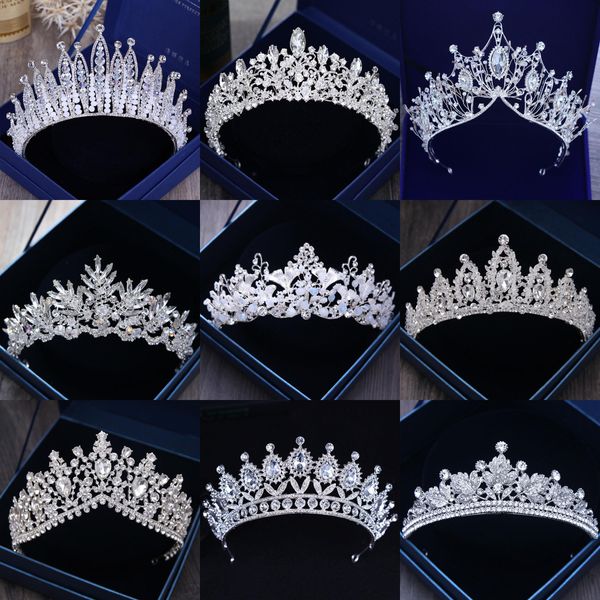 Diversificado prata ouro cristal coroa de noiva estilo vestido de casamento acessórios artesanais casamento strass cavalo olho coroa