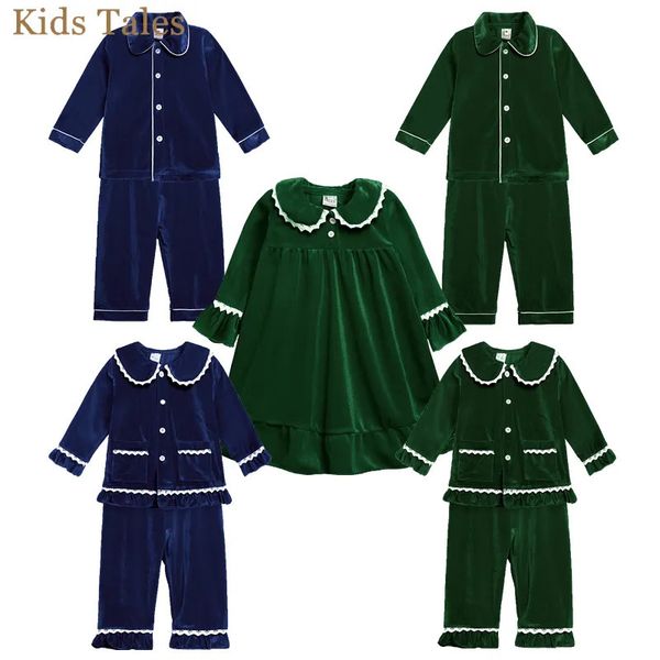 Pijamas crianças bebê meninos meninas veludo natal combinando família pijamas conjunto de manga longa pai mãe crianças topspants pijamas 231122