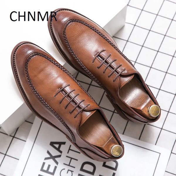 Sapatos de vestido CHNMR-S Sapatos de vestido para homens dedo apontado Chelsea Business Casual Designer com alça Tendências de moda Borracha Couro Preto 231123