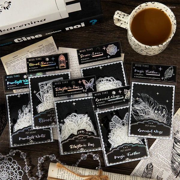 Confezione regalo 30 pezzi Romantic Hollow Lace Series Adesivi di cancelleria Scrapbook Manuale Decorazione estetica fai da te Forniture artigianali Scrapbooking