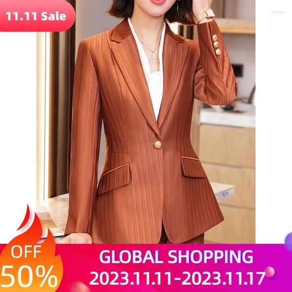 Calças femininas de duas peças coreano formal blazer para mulheres ternos de negócios trabalho desgaste escritório uniforme jaquetas e 2 peças conjunto de alta qualidade outono