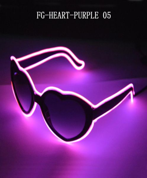 Herzförmige FGHEARTPURPLE Lichtbrille El Wire Kaltlichtlinie Brille mit 3V-Treiber für Nachtclub-Hochzeits-Make-up Cosplay7658723